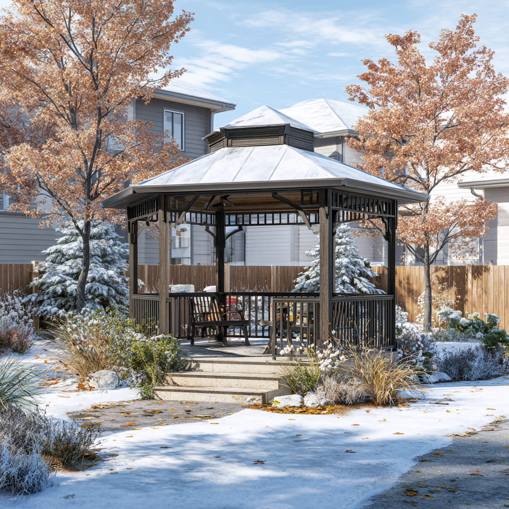 Fall setting with fall gazebo decorating: embrace the season's warmth