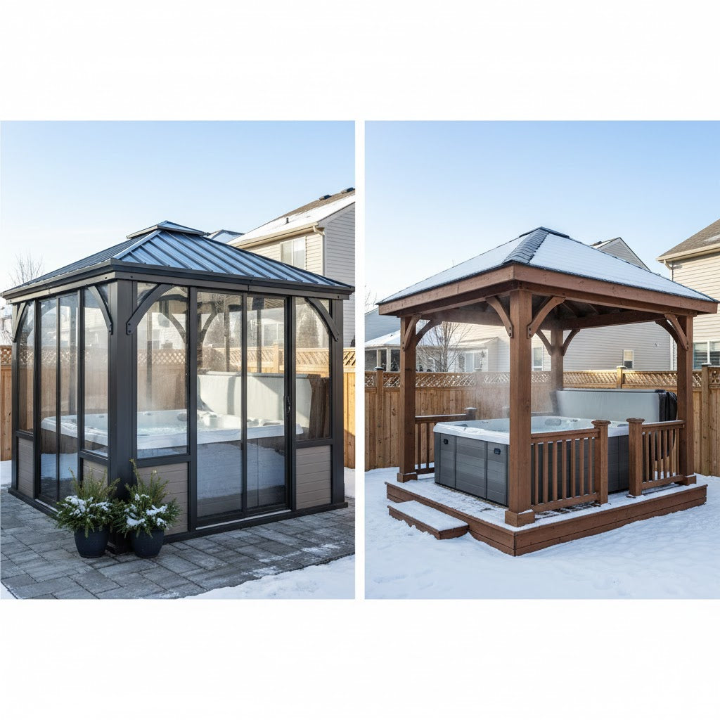 Winter scene showing winter gazebo guide: enjoying your outdoor space year-round