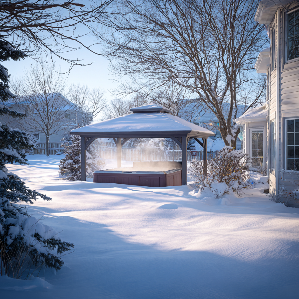 Winter scene showing christmas gazebo magic: creating a winter wonderland