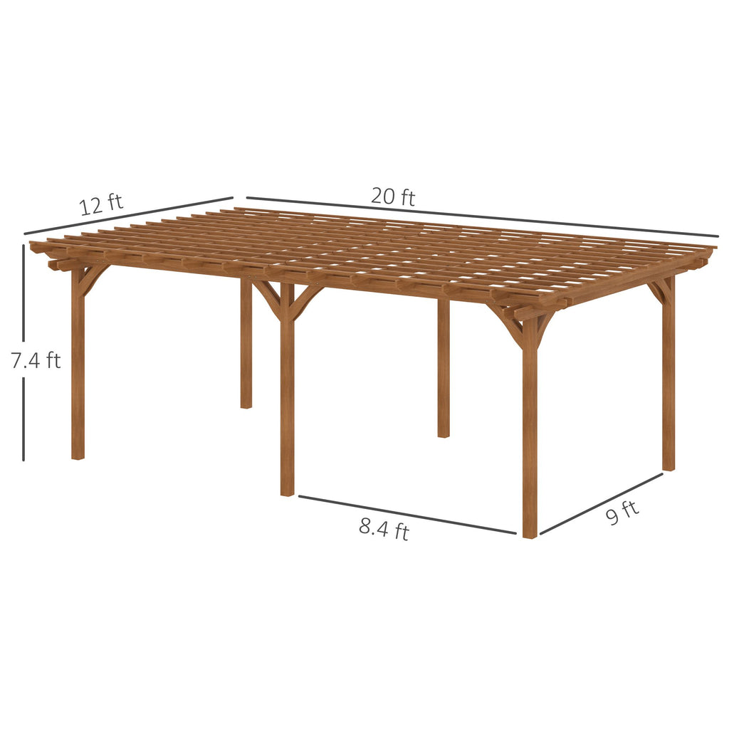 20' x 12' Wood Pergola - Outdoor Grape Trellis for Vines & Climbing Plants, Brown - side view