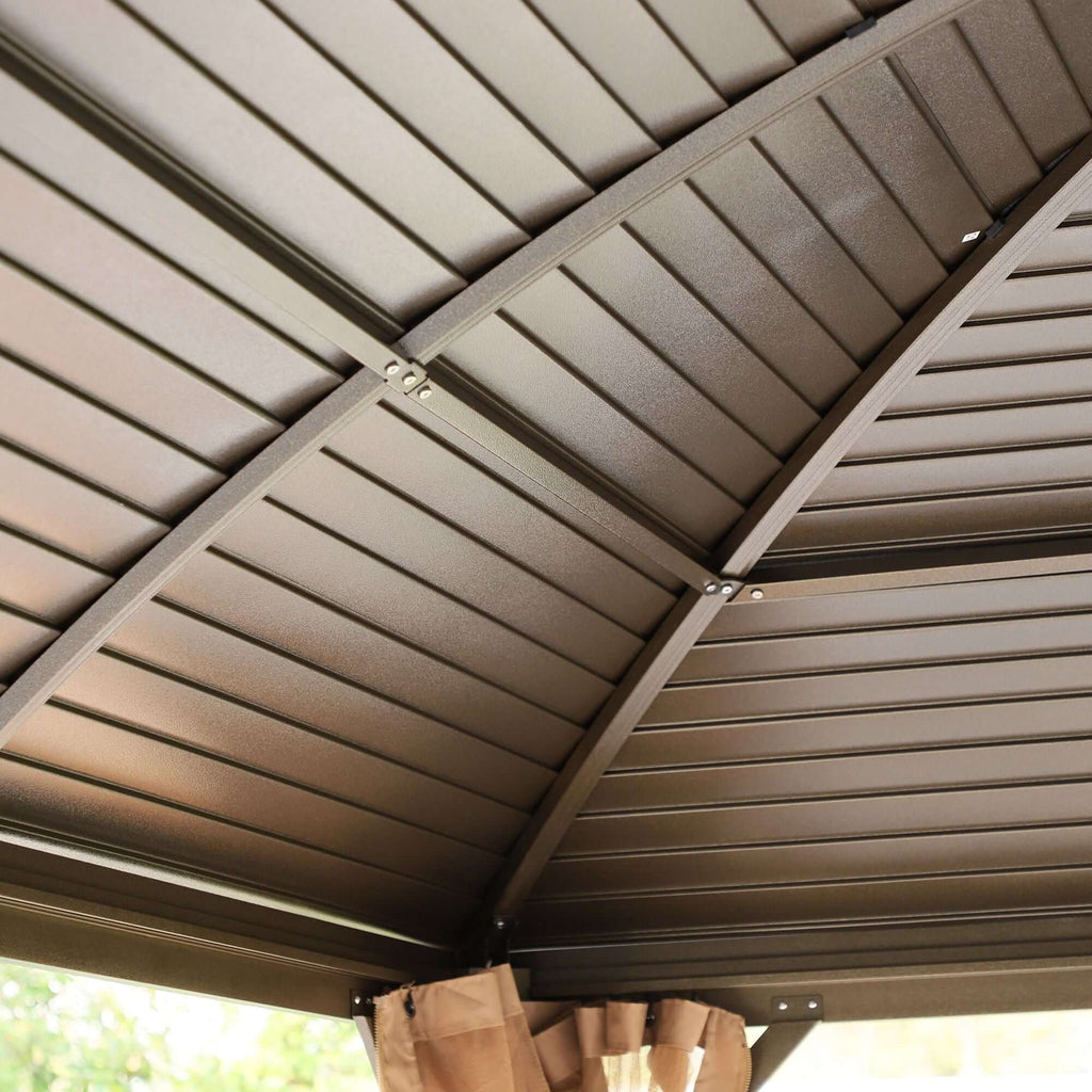 10' x 13' Hardtop Gazebo with Curtains & Netting, Aluminum Frame - installation view