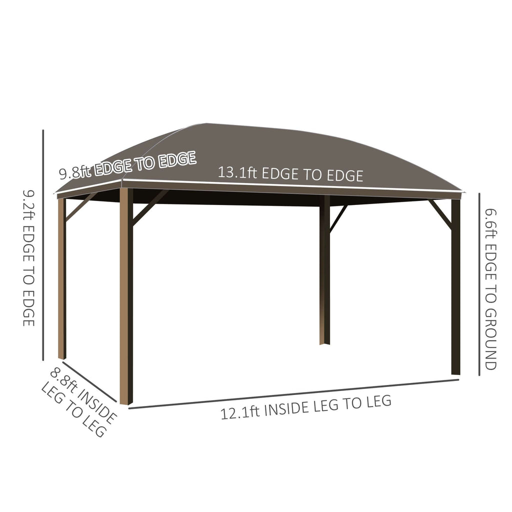 10' x 13' Hardtop Gazebo with Curtains & Netting, Aluminum Frame - side view