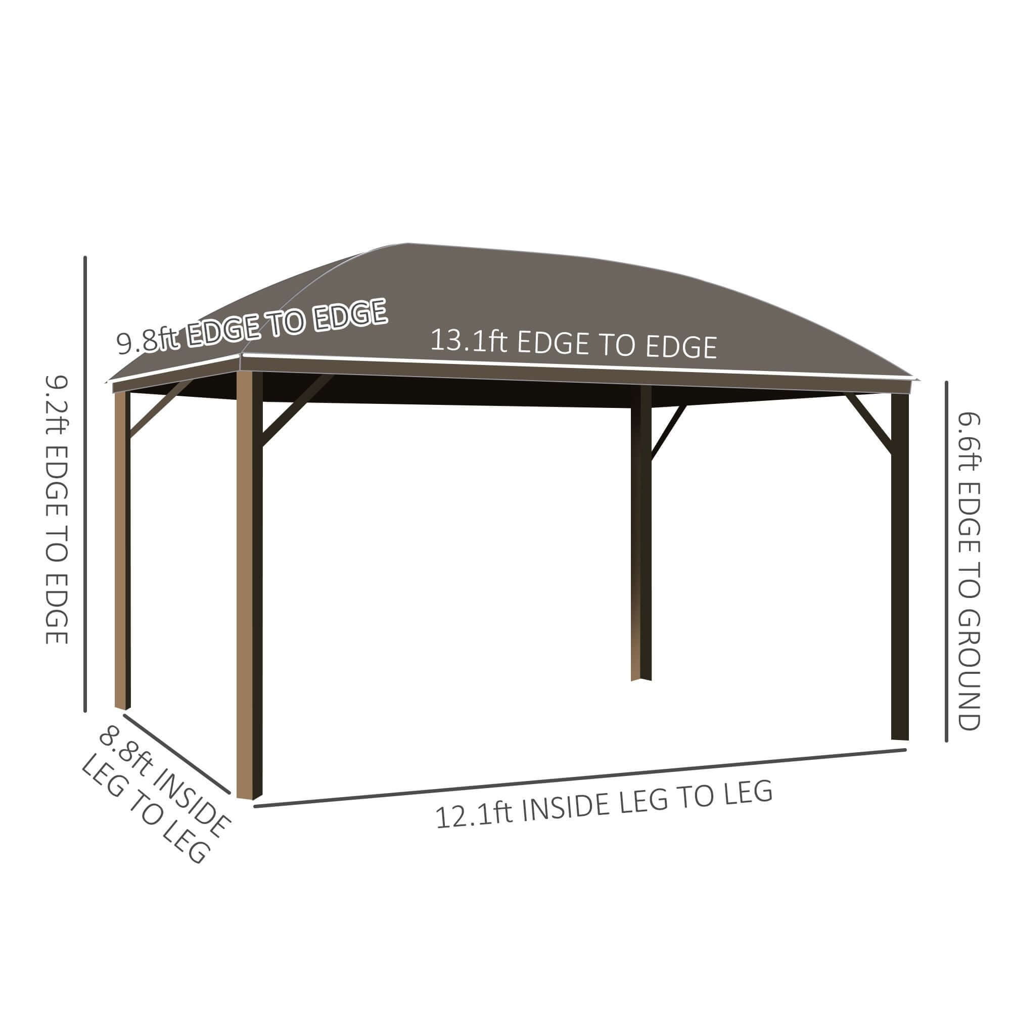 10' x 13' Hardtop Gazebo with Curtains & Netting, Aluminum Frame - side view