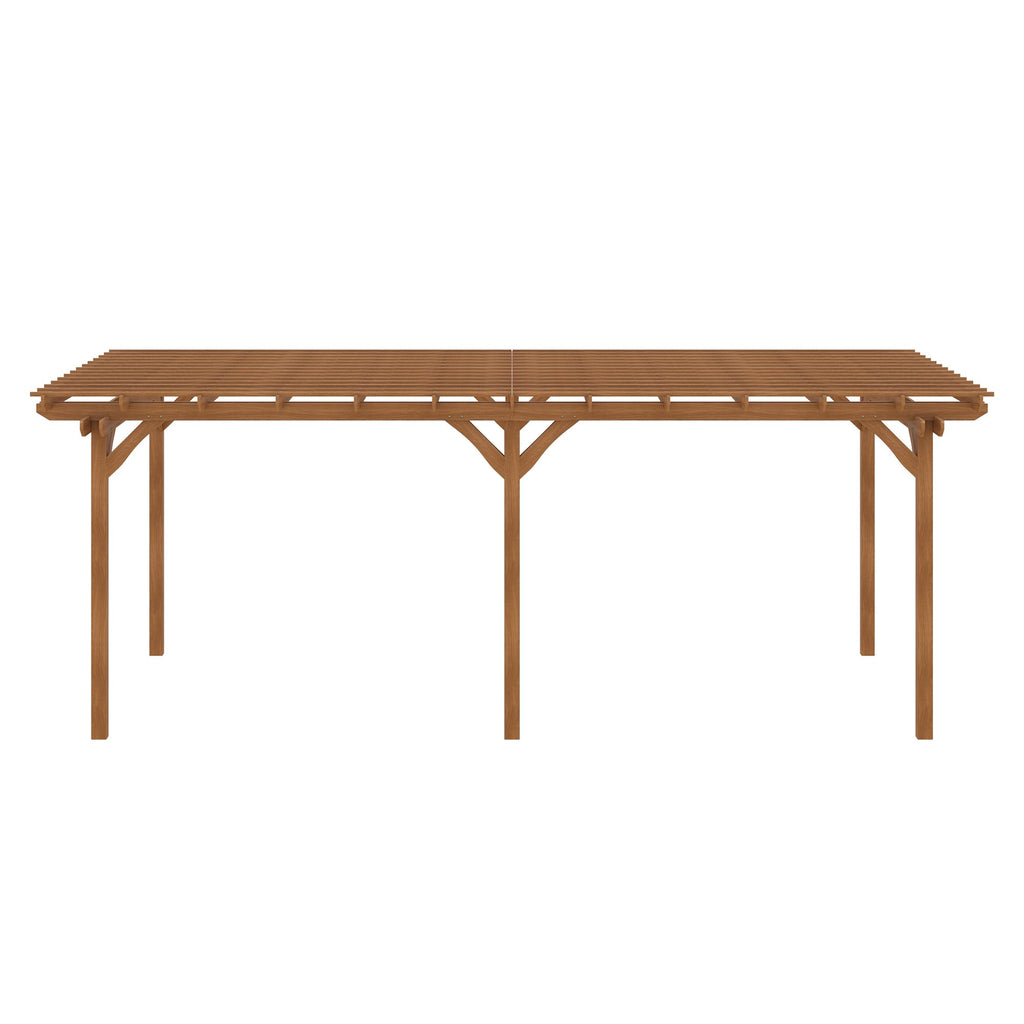 20' x 12' Wood Pergola - Outdoor Grape Trellis for Vines & Climbing Plants, Brown - installation view