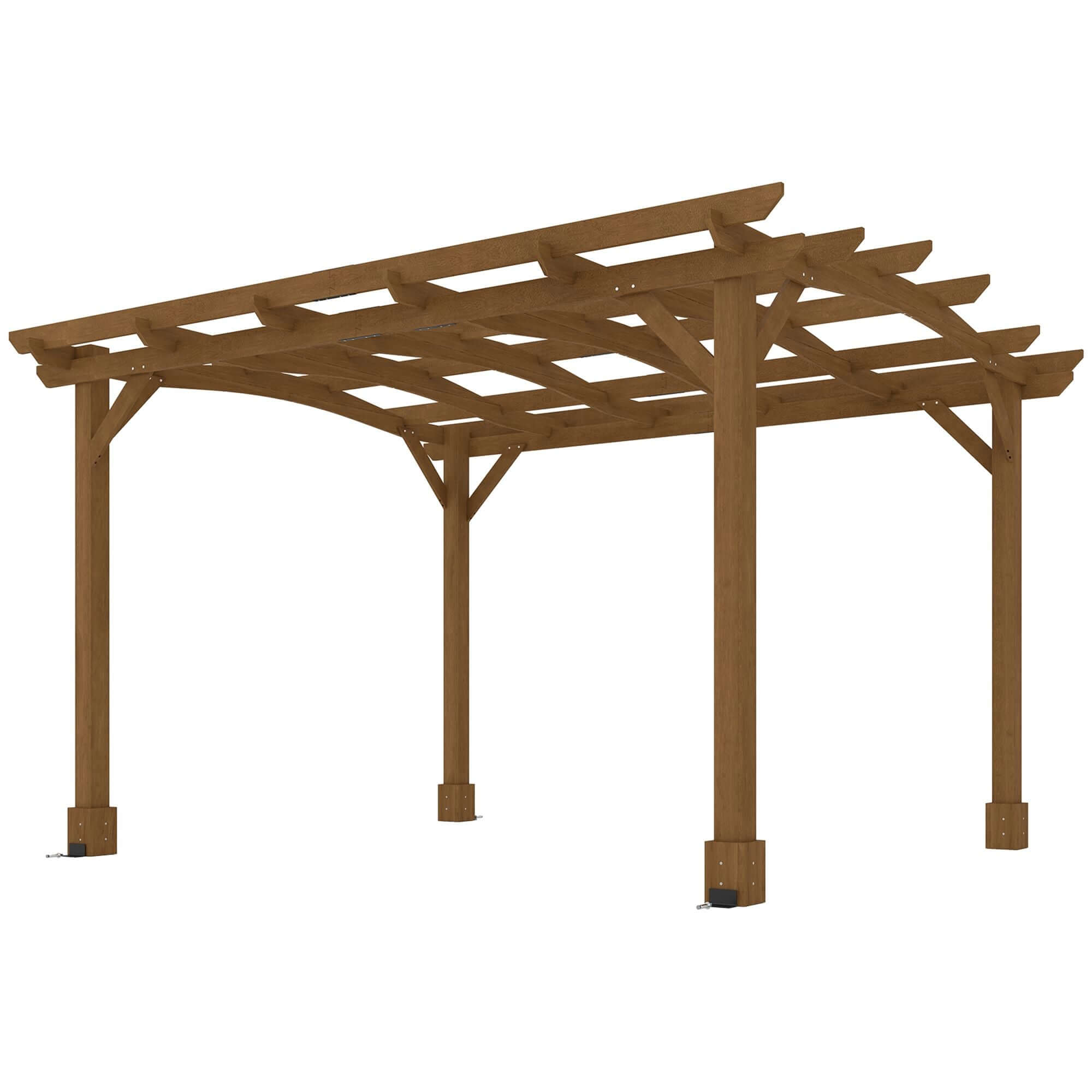 10' x 12' Wood Pergola with Arched Roof - Grape Trellis for Climbing Plants, Dark Brown - front view