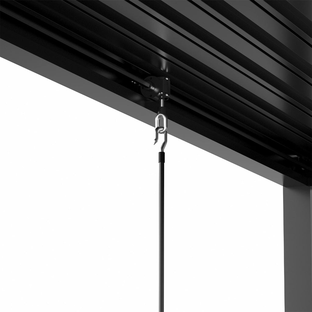 10' x 13' Louvered Pergola with Adjustable Roof - Aluminum Frame, Steel Louvers, Black - lifestyle view