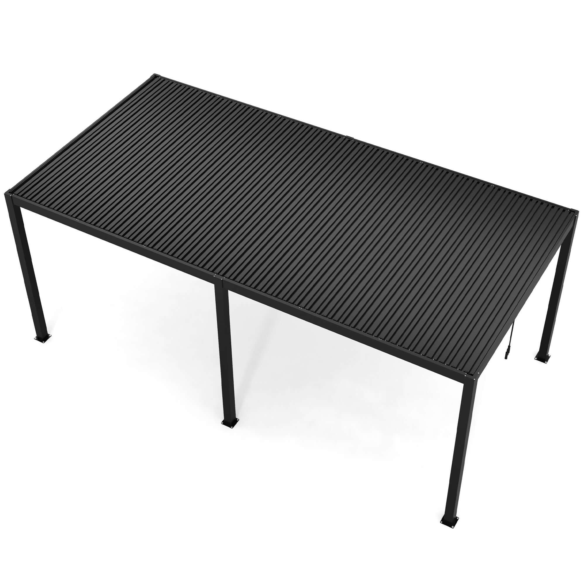 10' x 19' Louvered Pergola with Adjustable Roof - Aluminum Frame, Steel Louvers, Black - detail view