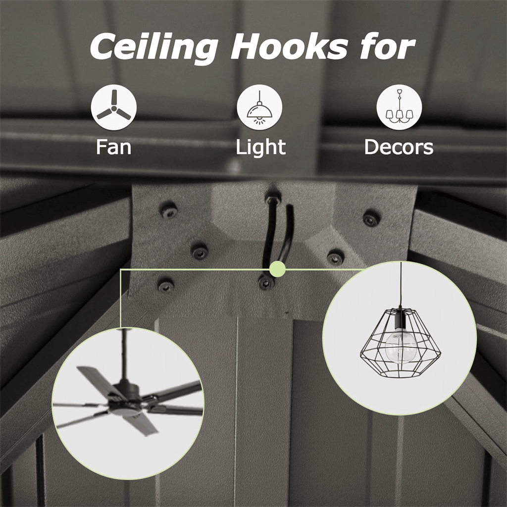 10' x 10' Hardtop Gazebo with Double Roof, Curtains & Netting - Aluminum Frame, Gray - detail view