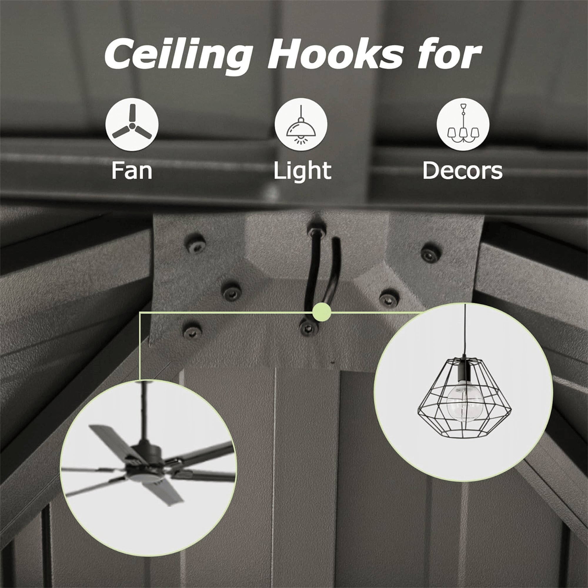 10' x 10' Hardtop Gazebo with Double Roof, Curtains & Netting - Aluminum Frame, Gray - detail view