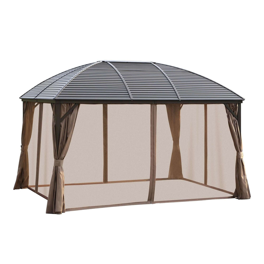 10' x 13' Hardtop Gazebo with Curtains & Netting, Aluminum Frame - installation view