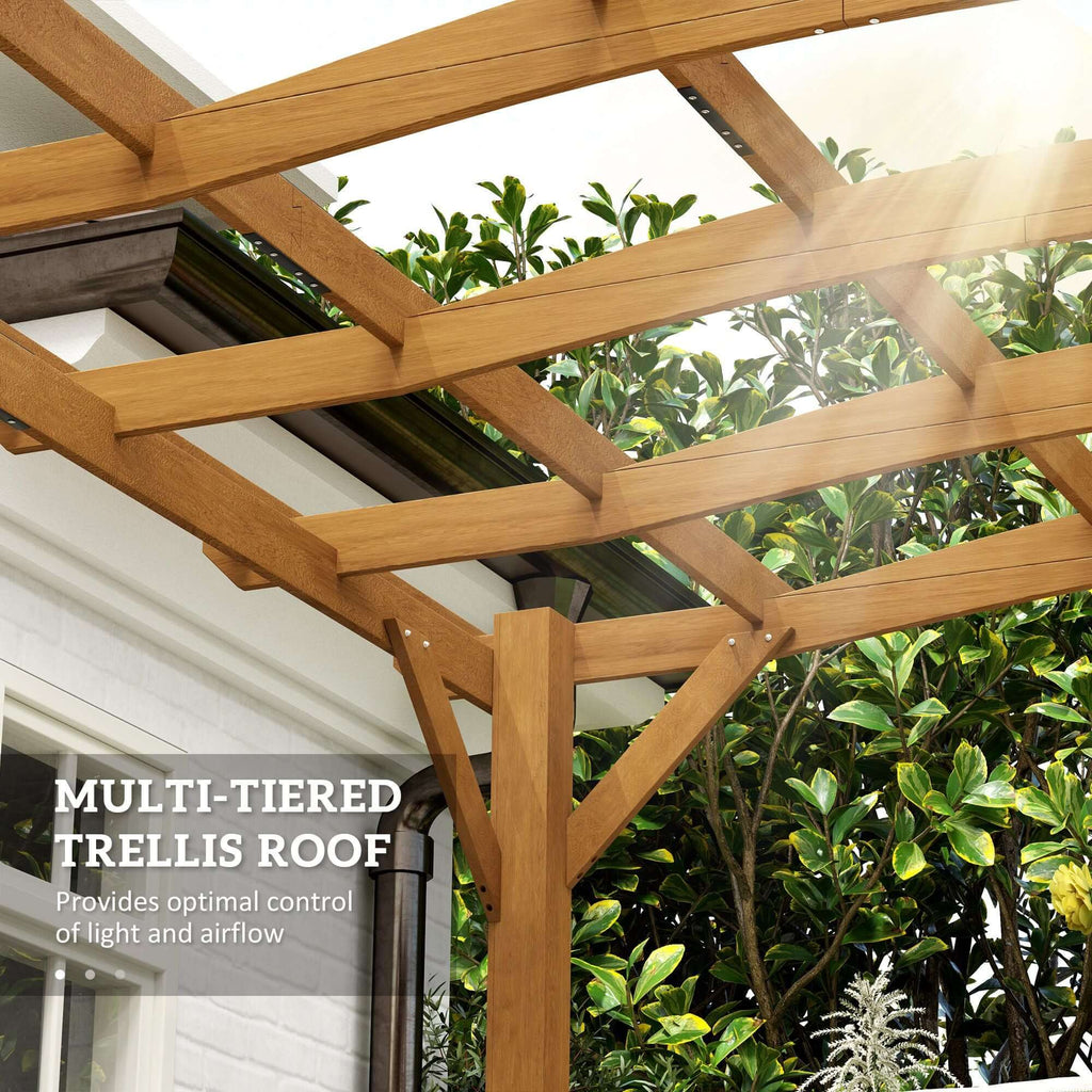 10' x 12' Wood Pergola with Arched Roof - Grape Trellis for Climbing Plants, Dark Brown - lifestyle view