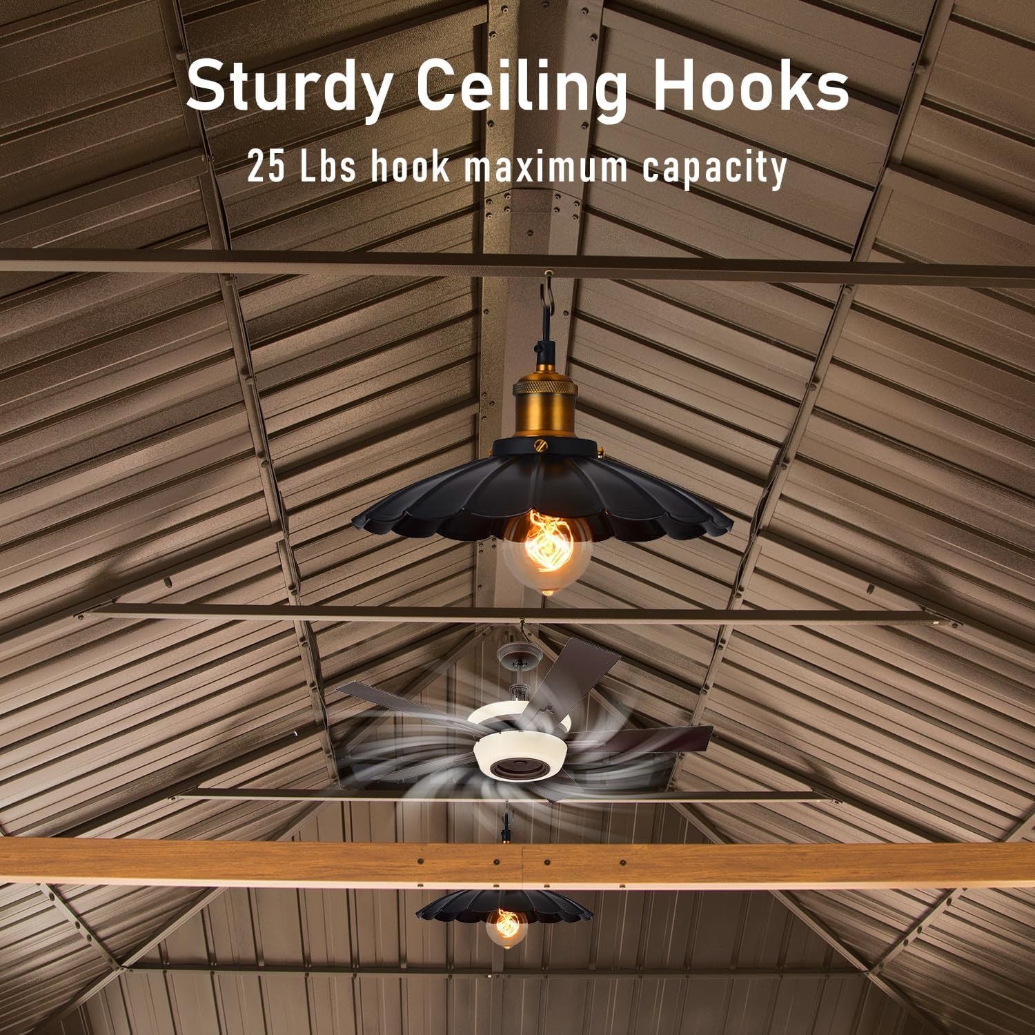 14' x 22' Hardtop Gazebo with Double Roof, Built-in Gutters, Curtains & Netting - Wood-Look Aluminum Frame - lifestyle view