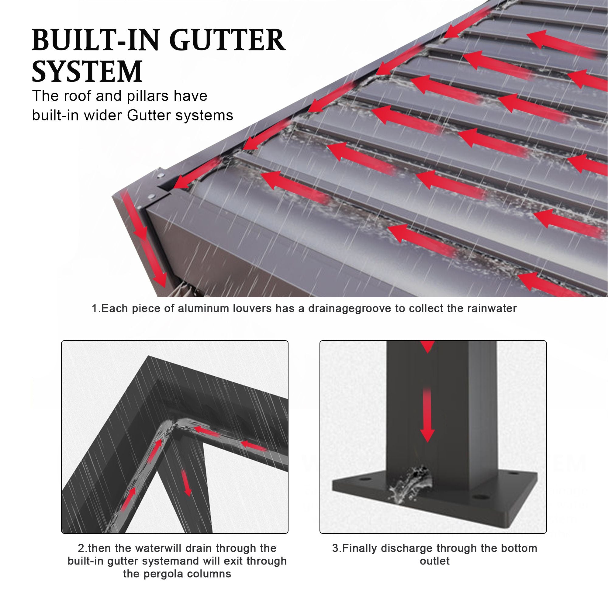 10' x 13' Louvered Pergola with Adjustable Roof - Aluminum Frame, Steel Louvers, Black - installation view