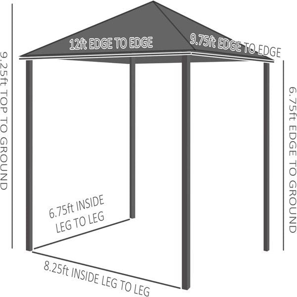 12' x 10' Hardtop Gazebo with Galvanized Steel Roof - Wood Grain Metal Frame, Brown/Gray - installation view