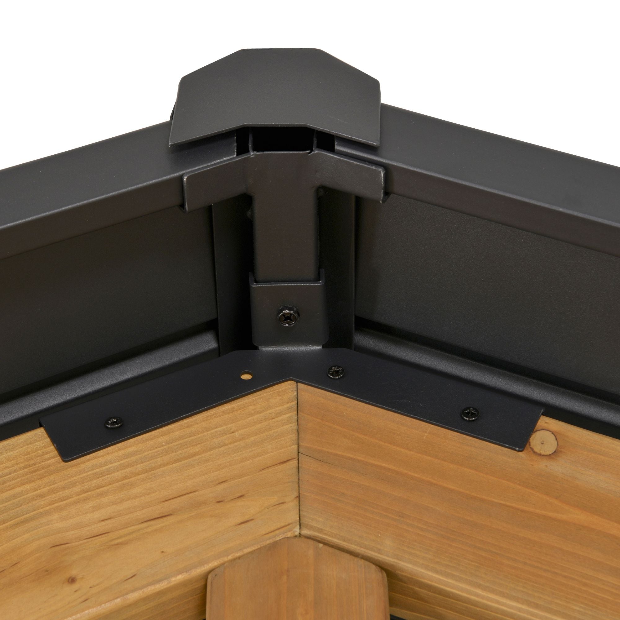 11' x 13' Hardtop Gazebo with Wood Frame & Steel Roof - Ceiling Hook Included, Natural/Black - installation view