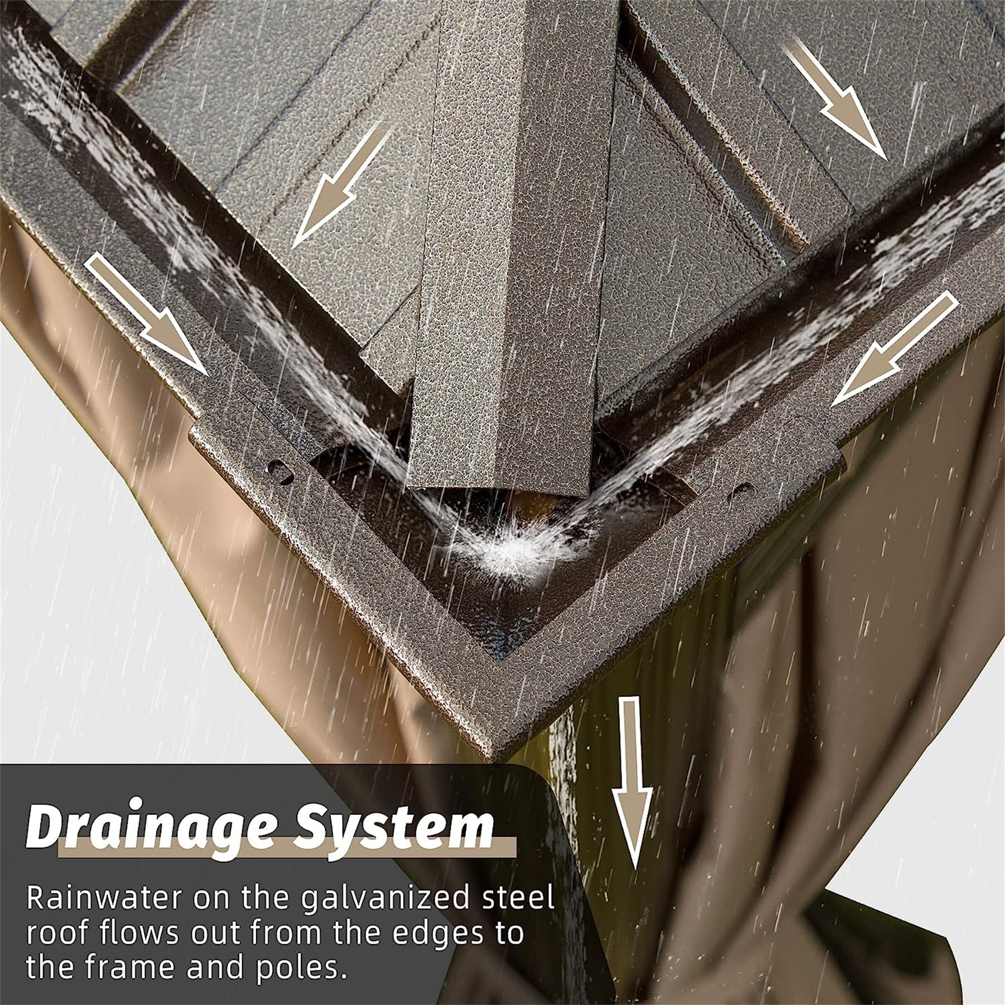 12' x 14' Hardtop Gazebo with Double Roof, Curtains & Netting - Aluminum Frame, Brown - front view