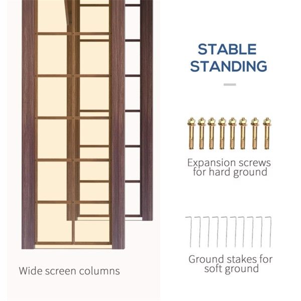 12' x 10' Hardtop Gazebo with Galvanized Steel Roof - Wood Grain Metal Frame, Brown/Gray - detail view