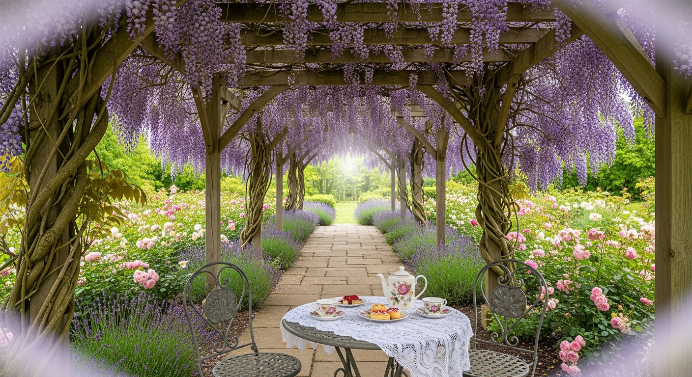 20' x 12' Wood Pergola - Outdoor Grape Trellis for Vines & Climbing Plants, Brown - installation view
